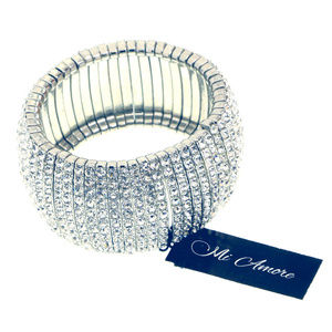NEW Silver Crystal Bling Stretch Bracelet